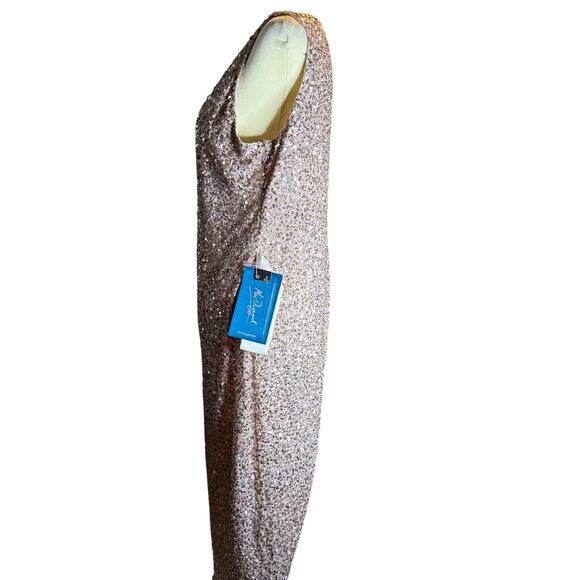 Mac Duggal Rose Gold Fully Sequined Sheath Cocktail Dress, Size 14, NWT - Picture 12 of 13